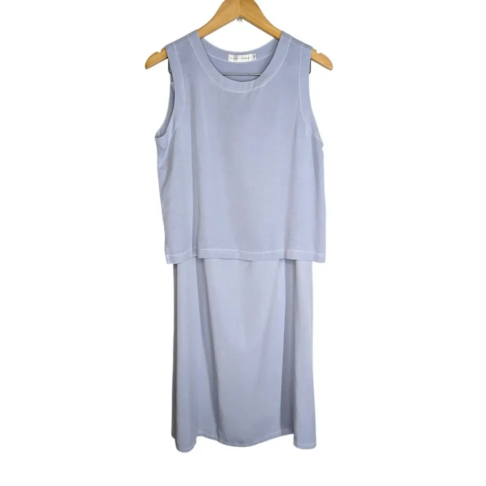NWT Cut Loose 2 Pc Set Lagenlook Slvless Top Maxi Skirt Sz M Tencel W/ Flaw Blue - Picture 1 of 11